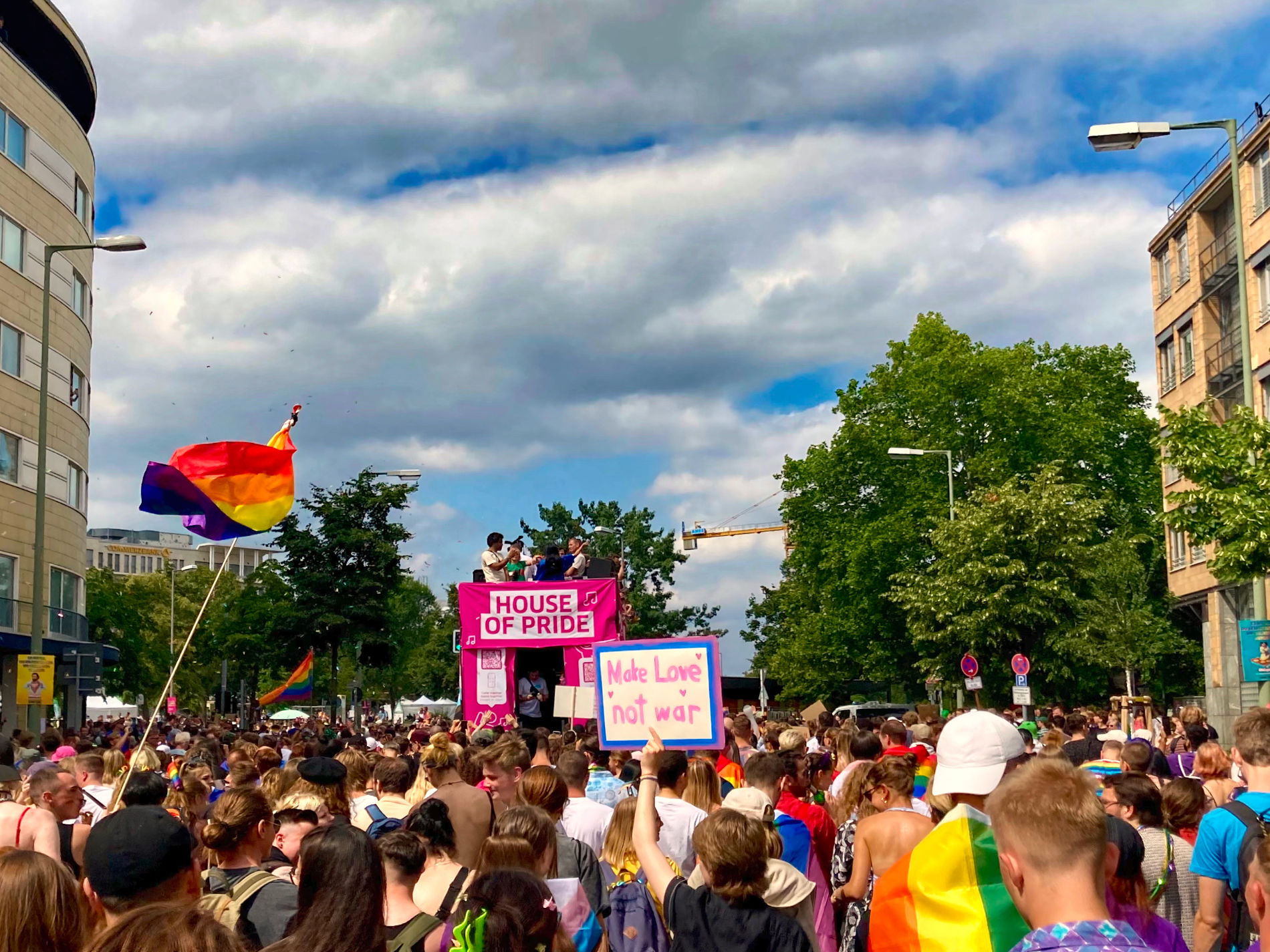 Hundreds of thousands of protesters take to the streets on Christopher Street Day.