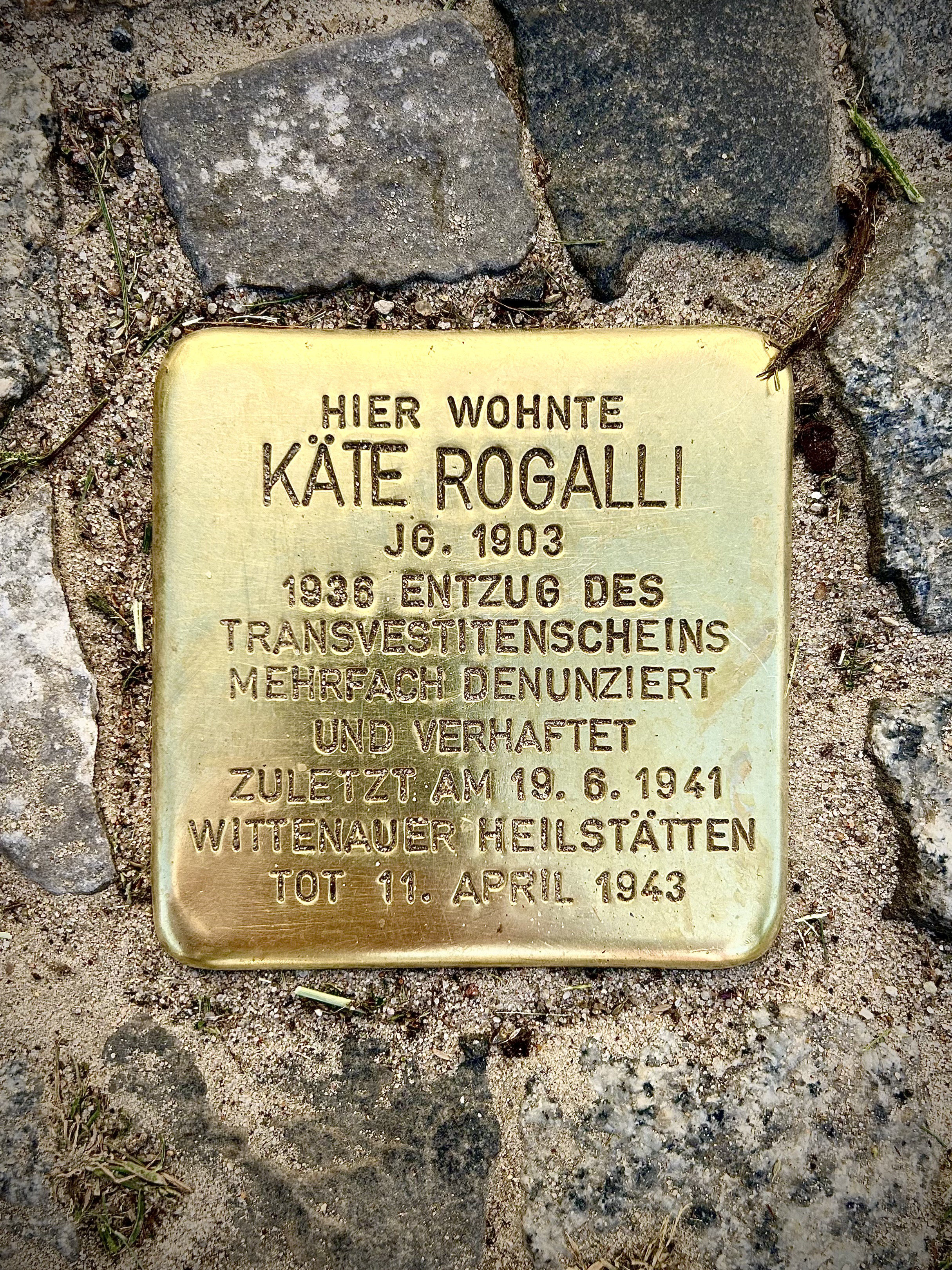 Käte Rogallis snublesten i Berlin Kreuzberg